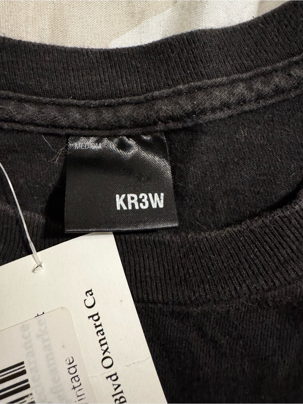 KR3W Black Logo Neck Tag Tee